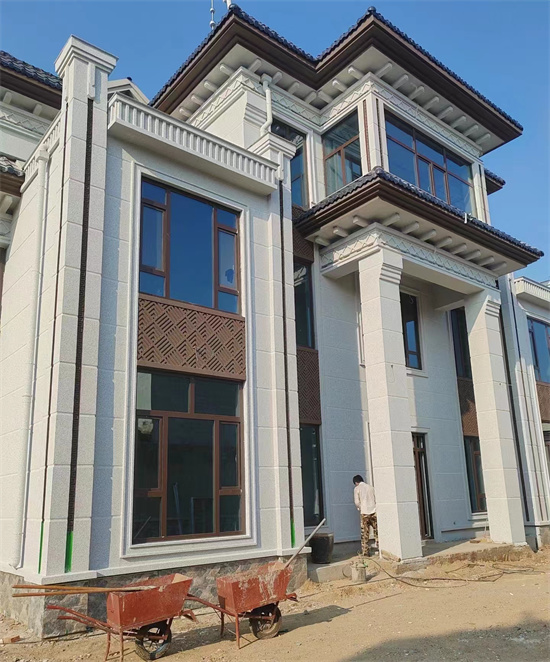 河北保定自建別墅外墻精品水包砂裝飾案例